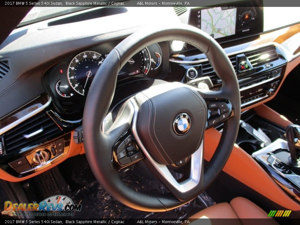 2017 BMW 5 Series 540i Sedan Black Sapphire Metallic / Cognac Photo #15