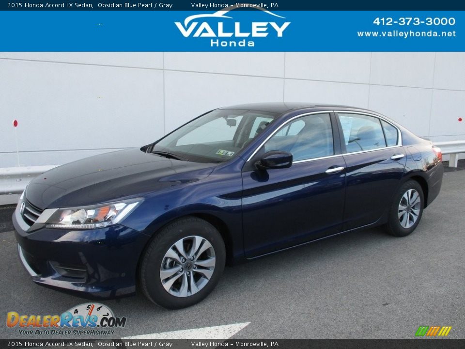 2015 Honda Accord LX Sedan Obsidian Blue Pearl / Gray Photo #1