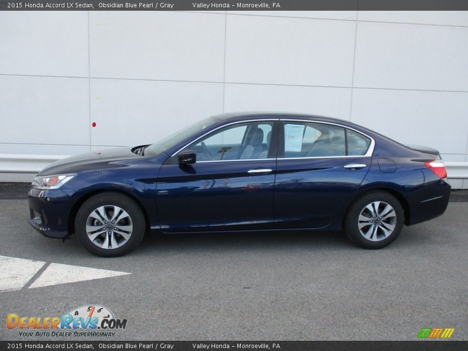 2015 Honda Accord LX Sedan Obsidian Blue Pearl / Gray Photo #2