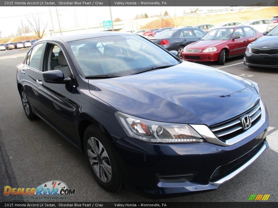 2015 Honda Accord LX Sedan Obsidian Blue Pearl / Gray Photo #7