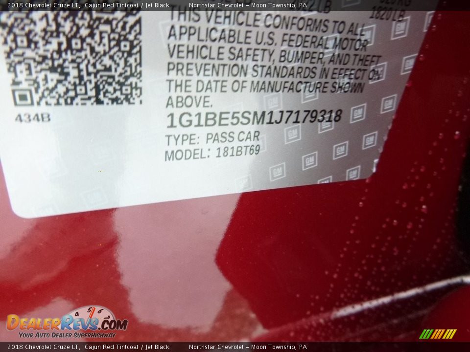 2018 Chevrolet Cruze LT Cajun Red Tintcoat / Jet Black Photo #16