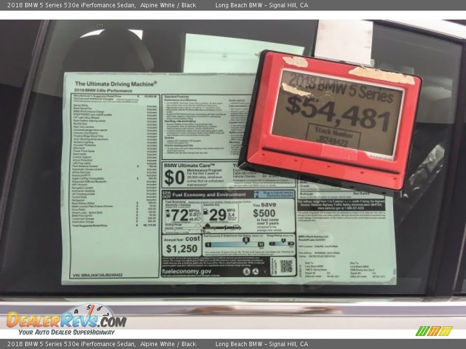 2018 BMW 5 Series 530e iPerfomance Sedan Alpine White / Black Photo #3