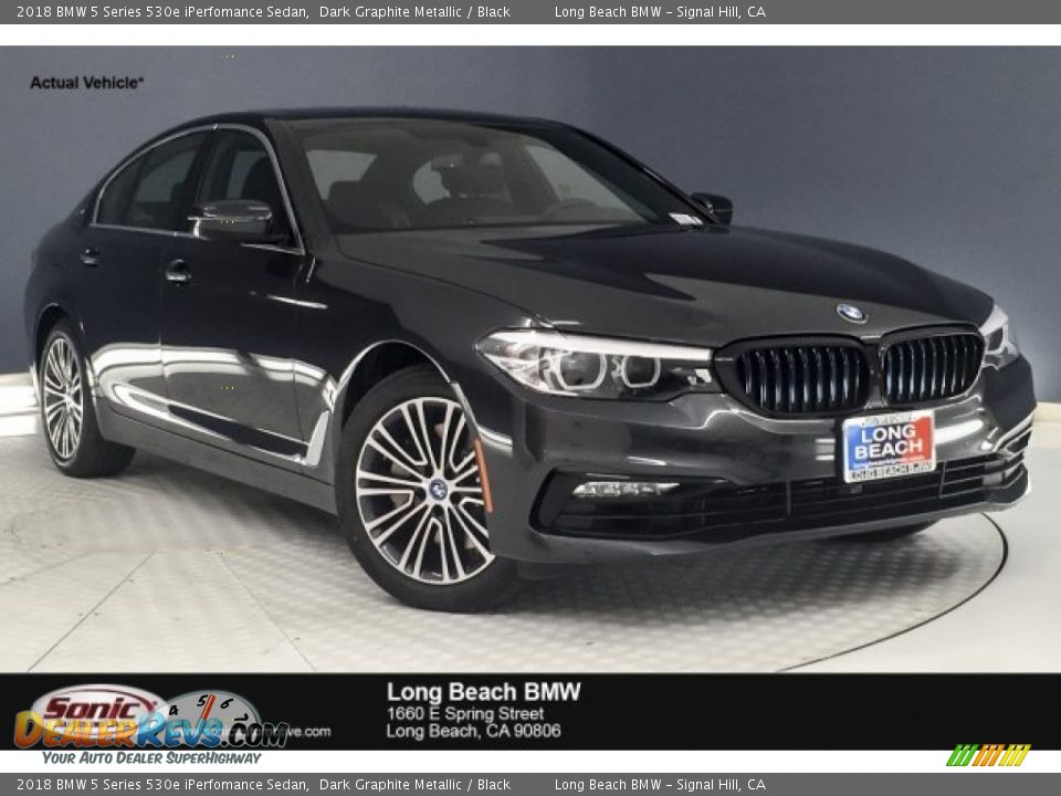 2018 BMW 5 Series 530e iPerfomance Sedan Dark Graphite Metallic / Black Photo #1