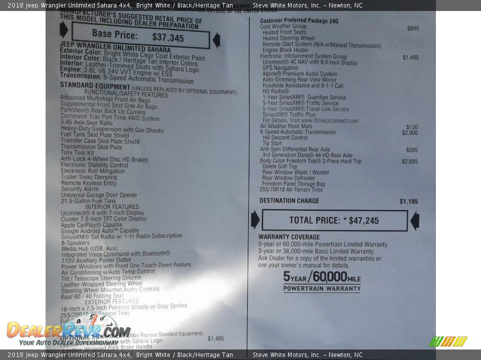 2018 Jeep Wrangler Unlimited Sahara 4x4 Bright White / Black/Heritage Tan Photo #31