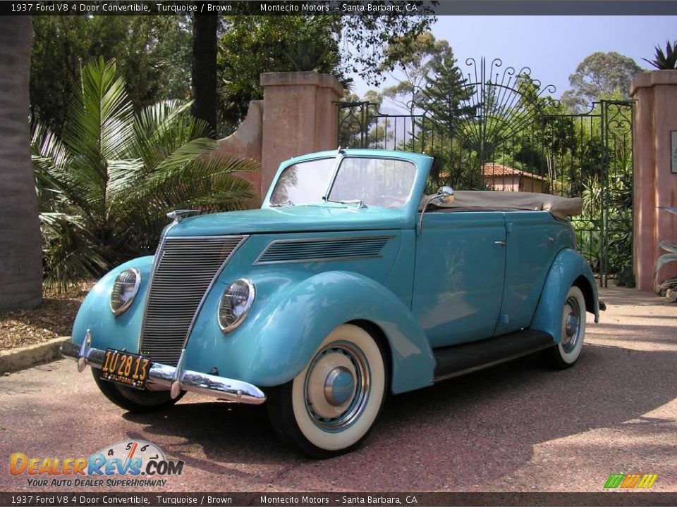 1937 Ford V8 4 Door Convertible Turquoise / Brown Photo #1