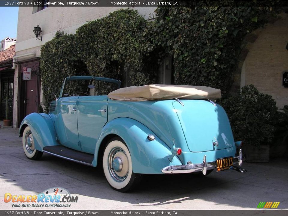 1937 Ford V8 4 Door Convertible Turquoise / Brown Photo #4