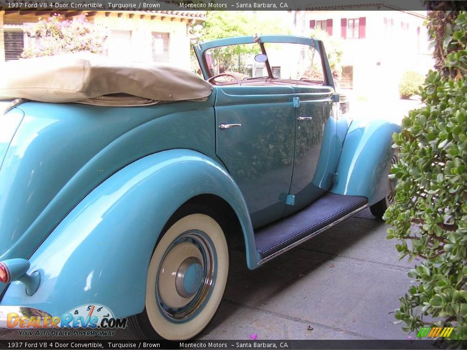 1937 Ford V8 4 Door Convertible Turquoise / Brown Photo #7