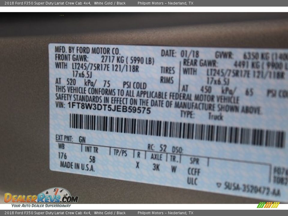 2018 Ford F350 Super Duty Lariat Crew Cab 4x4 White Gold / Black Photo #32
