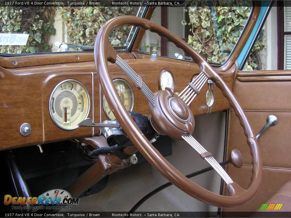 1937 Ford V8 4 Door Convertible Turquoise / Brown Photo #10