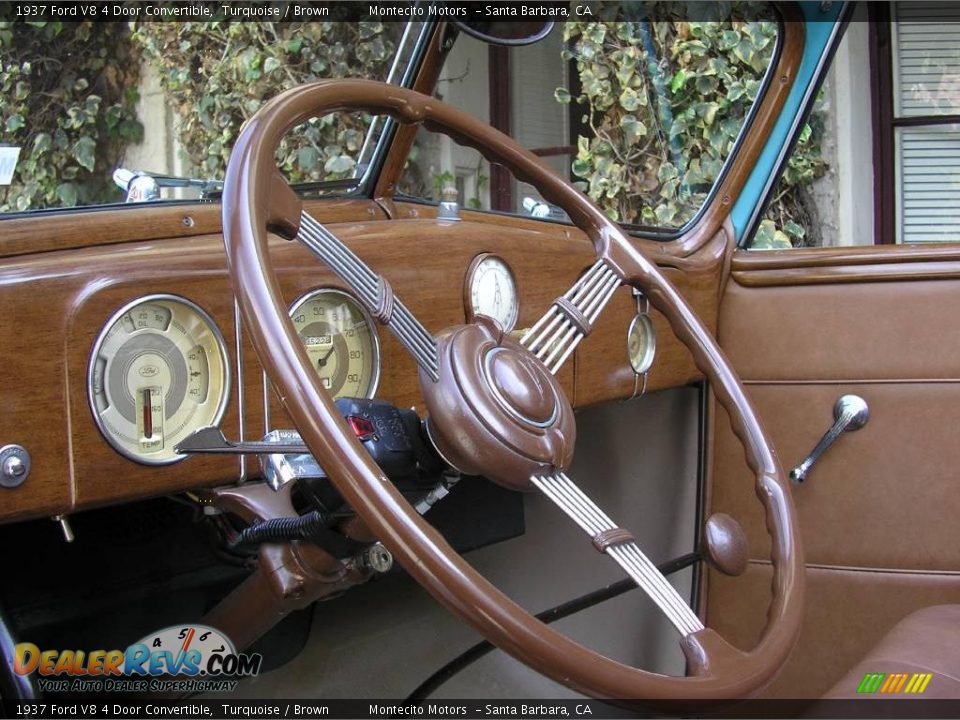 1937 Ford V8 4 Door Convertible Turquoise / Brown Photo #11