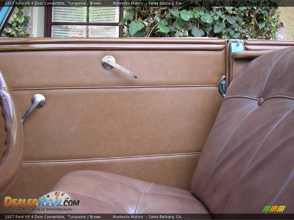 1937 Ford V8 4 Door Convertible Turquoise / Brown Photo #12