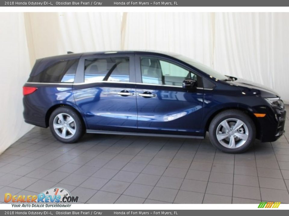 2018 Honda Odyssey EX-L Obsidian Blue Pearl / Gray Photo #3