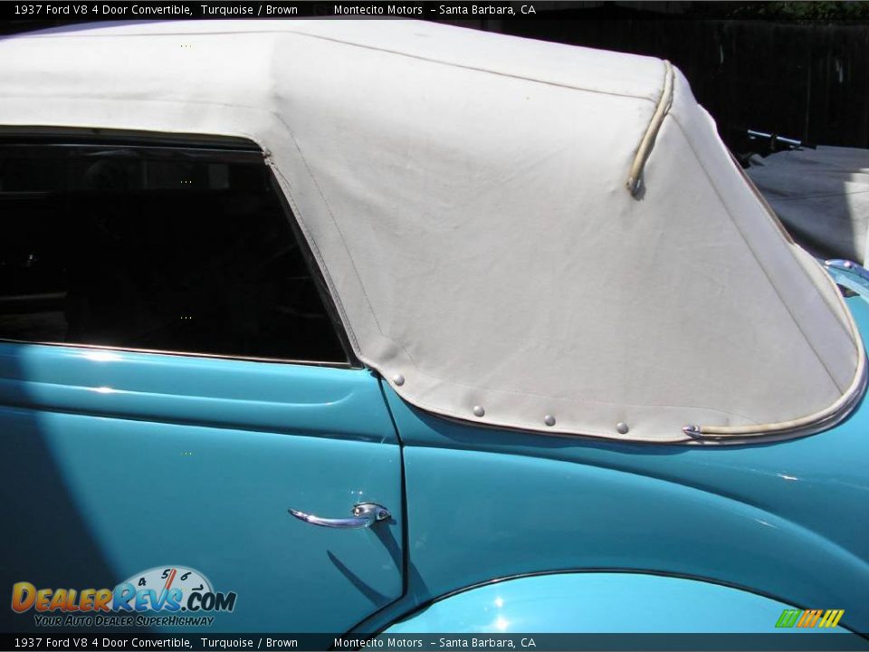 1937 Ford V8 4 Door Convertible Turquoise / Brown Photo #14