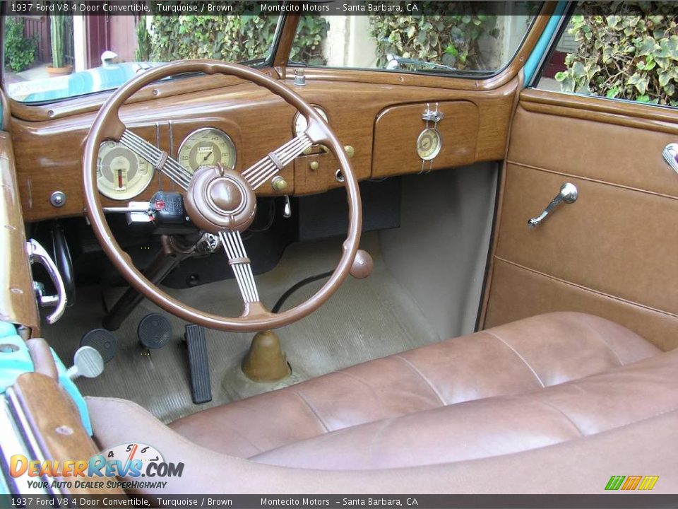 1937 Ford V8 4 Door Convertible Turquoise / Brown Photo #16