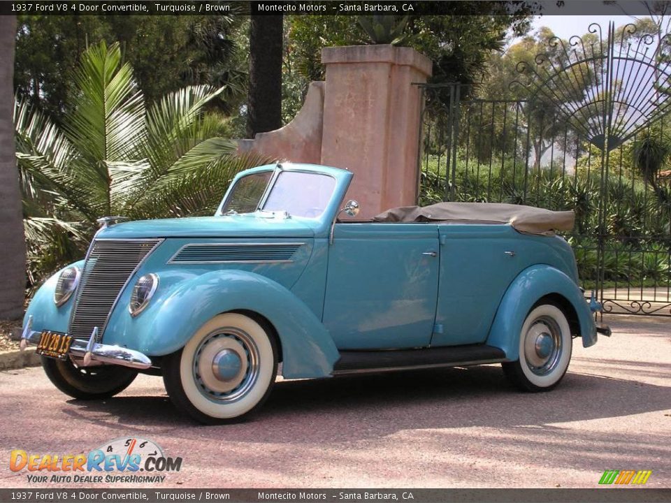 1937 Ford V8 4 Door Convertible Turquoise / Brown Photo #22