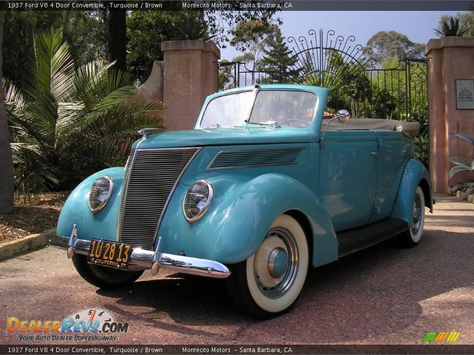 1937 Ford V8 4 Door Convertible Turquoise / Brown Photo #23