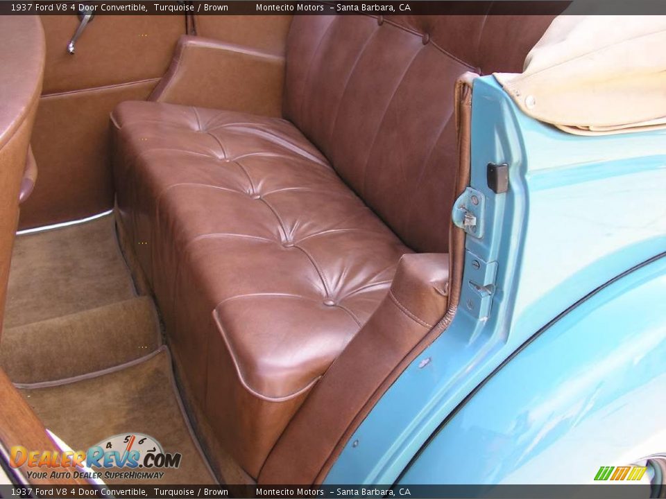 1937 Ford V8 4 Door Convertible Turquoise / Brown Photo #24