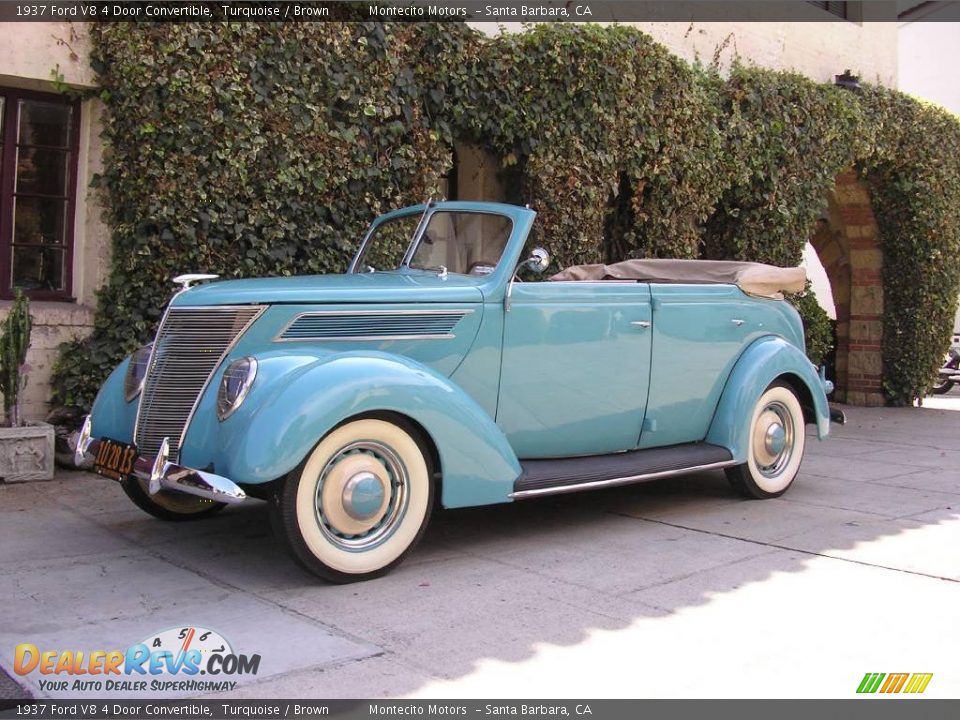 1937 Ford V8 4 Door Convertible Turquoise / Brown Photo #25