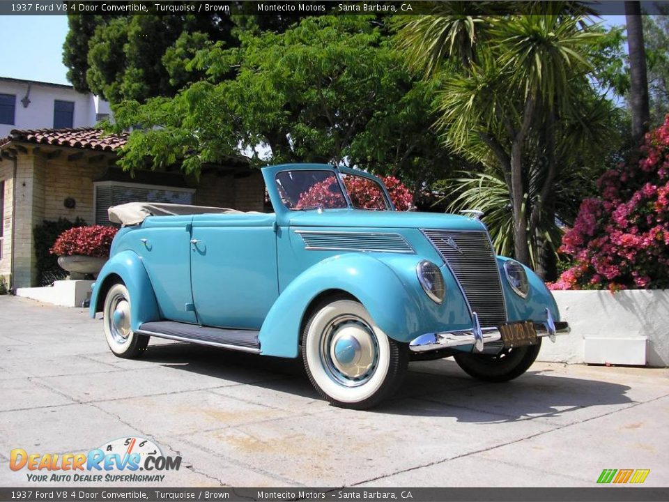 1937 Ford V8 4 Door Convertible Turquoise / Brown Photo #26