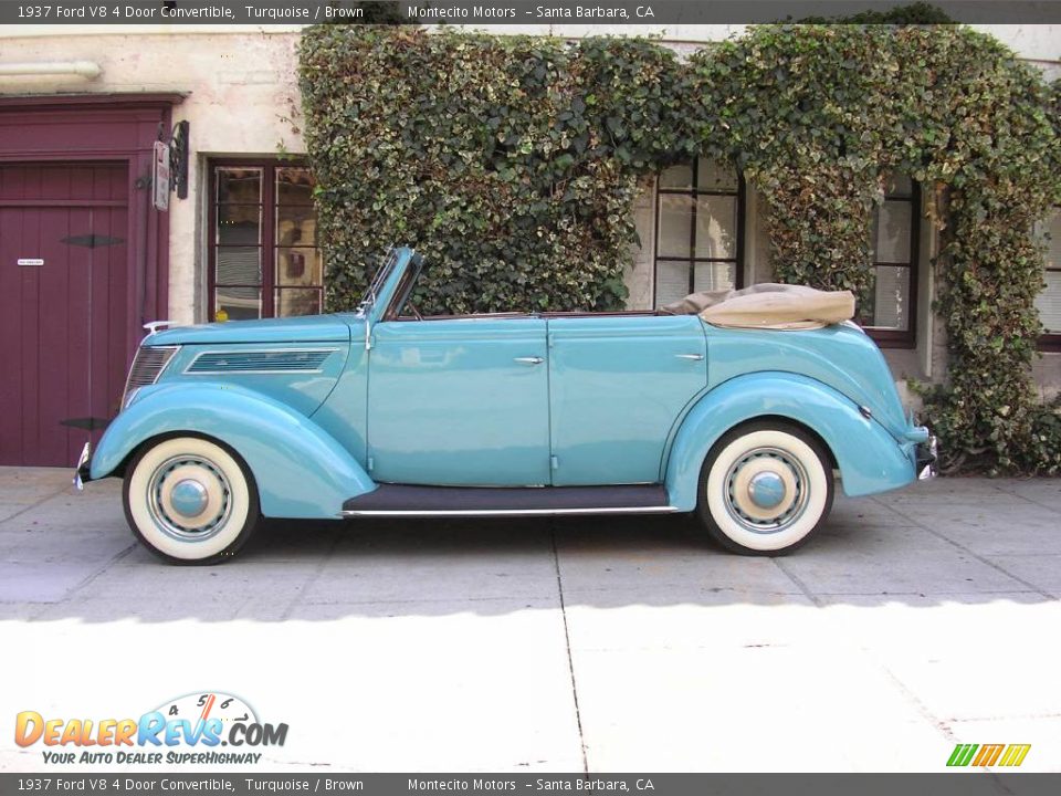 1937 Ford V8 4 Door Convertible Turquoise / Brown Photo #27