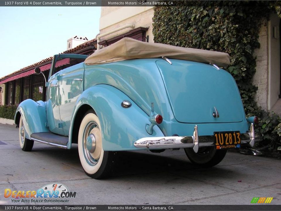 1937 Ford V8 4 Door Convertible Turquoise / Brown Photo #28