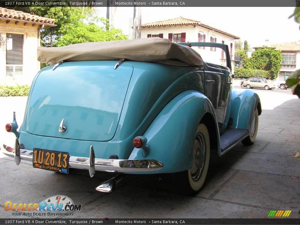 1937 Ford V8 4 Door Convertible Turquoise / Brown Photo #29