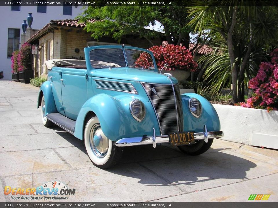 1937 Ford V8 4 Door Convertible Turquoise / Brown Photo #30