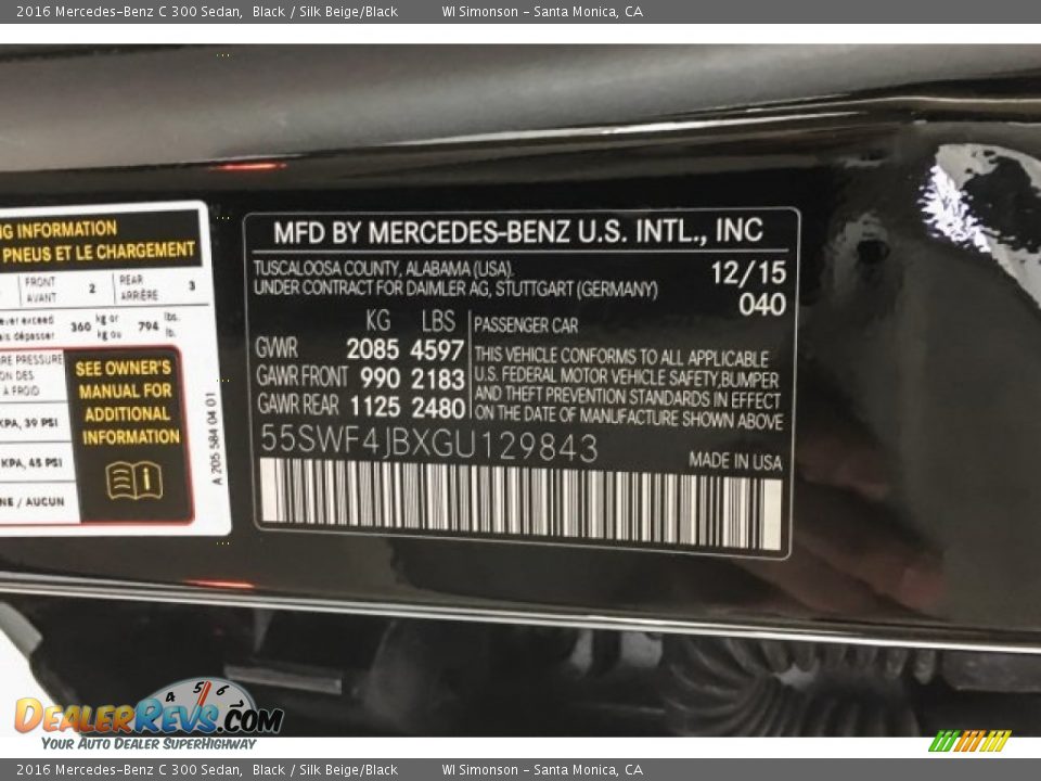 2016 Mercedes-Benz C 300 Sedan Black / Silk Beige/Black Photo #23