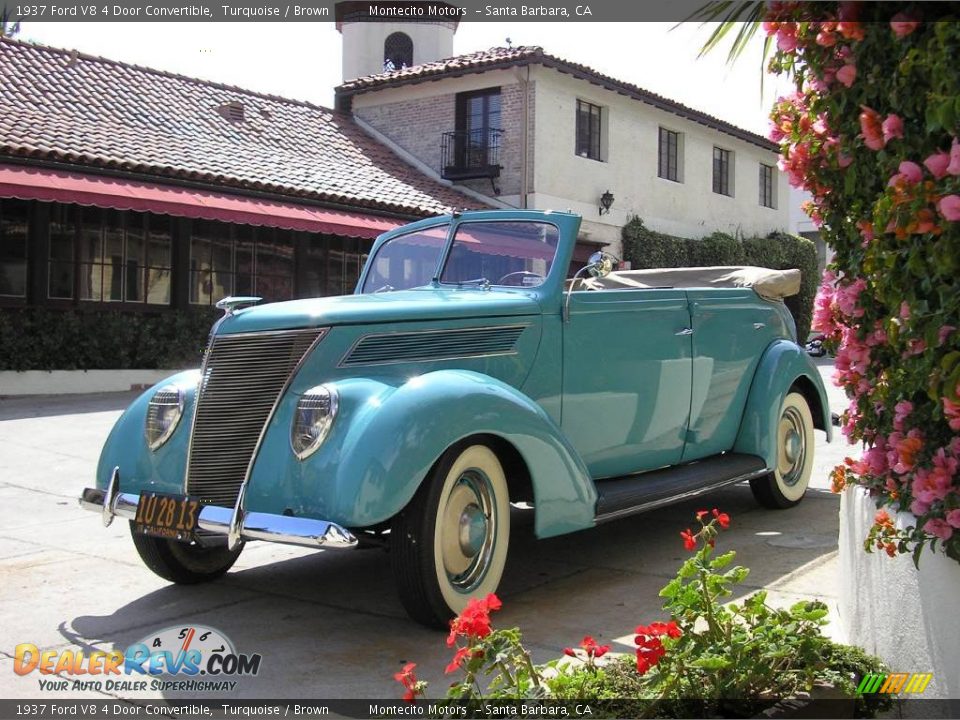 1937 Ford V8 4 Door Convertible Turquoise / Brown Photo #33