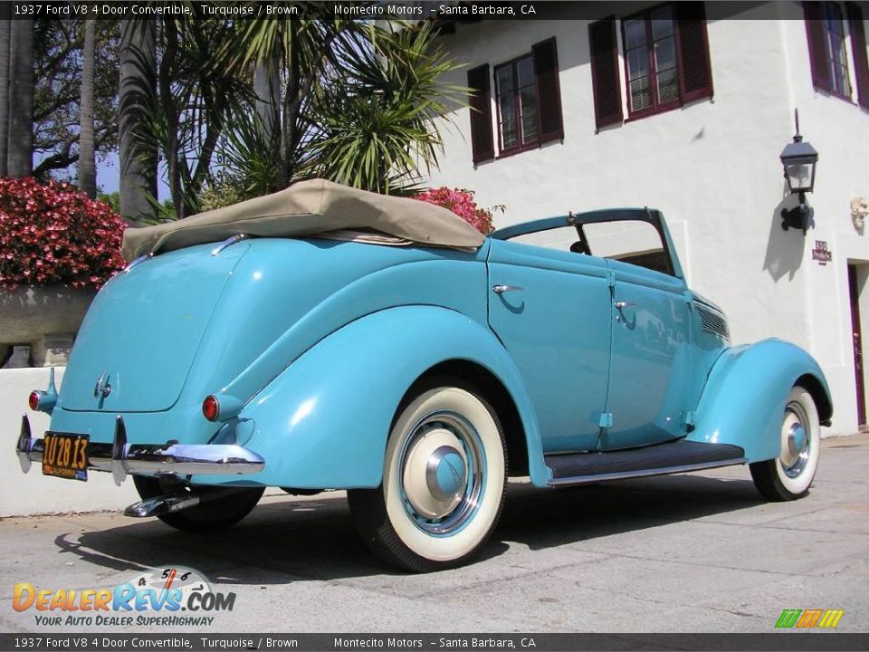 1937 Ford V8 4 Door Convertible Turquoise / Brown Photo #34