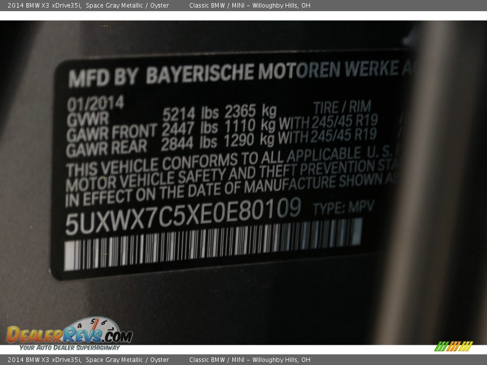 2014 BMW X3 xDrive35i Space Gray Metallic / Oyster Photo #23