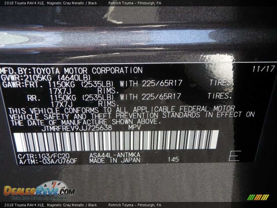 2018 Toyota RAV4 XLE Magnetic Gray Metallic / Black Photo #10