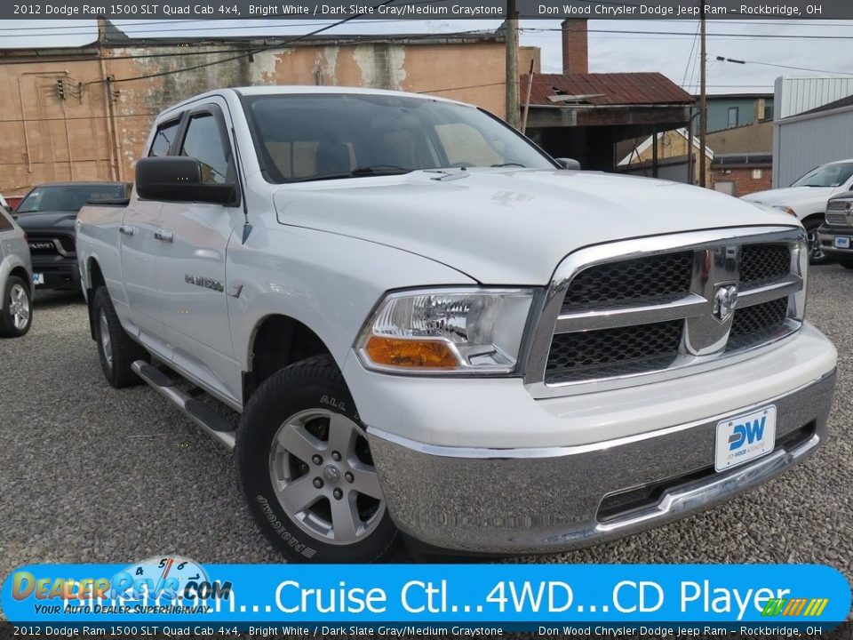 2012 Dodge Ram 1500 SLT Quad Cab 4x4 Bright White / Dark Slate Gray/Medium Graystone Photo #1