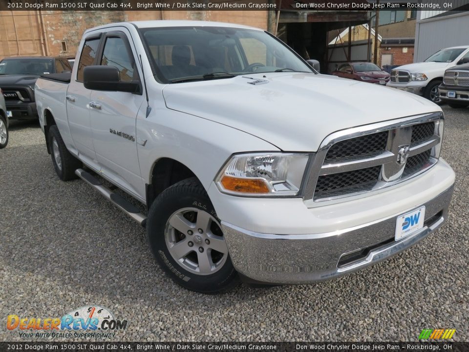 2012 Dodge Ram 1500 SLT Quad Cab 4x4 Bright White / Dark Slate Gray/Medium Graystone Photo #3