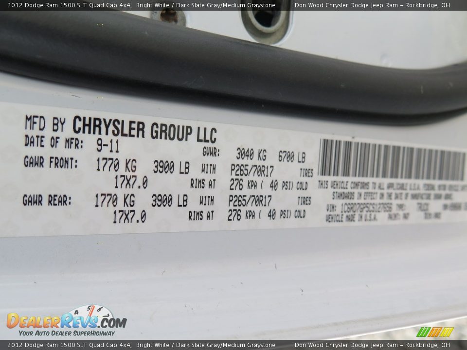 2012 Dodge Ram 1500 SLT Quad Cab 4x4 Bright White / Dark Slate Gray/Medium Graystone Photo #30