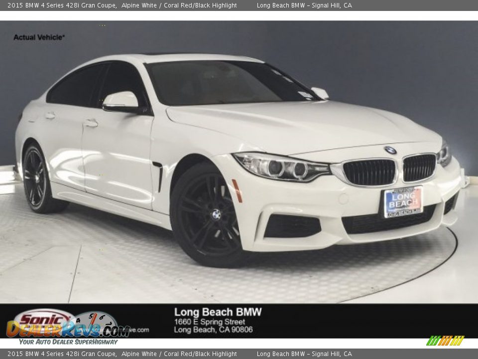 2015 BMW 4 Series 428i Gran Coupe Alpine White / Coral Red/Black Highlight Photo #1