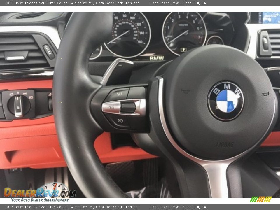 2015 BMW 4 Series 428i Gran Coupe Alpine White / Coral Red/Black Highlight Photo #13