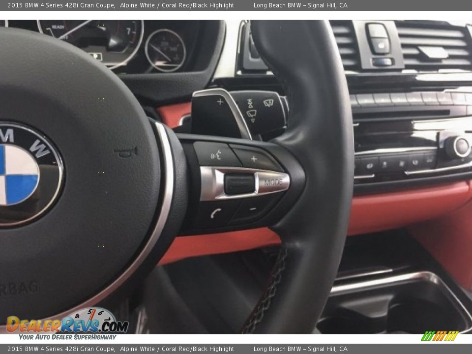 2015 BMW 4 Series 428i Gran Coupe Alpine White / Coral Red/Black Highlight Photo #14