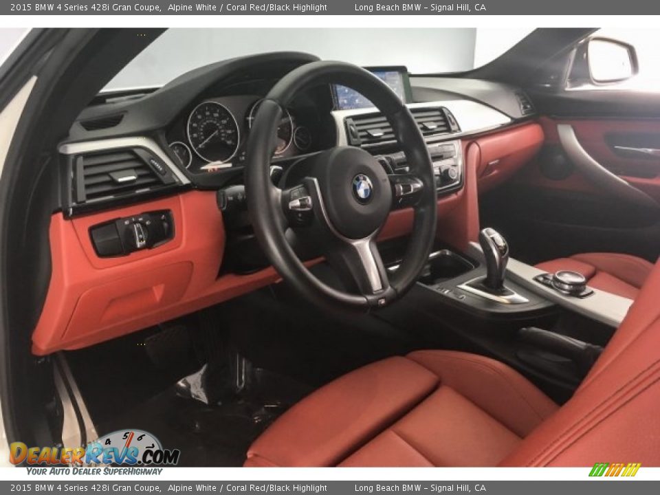 2015 BMW 4 Series 428i Gran Coupe Alpine White / Coral Red/Black Highlight Photo #16
