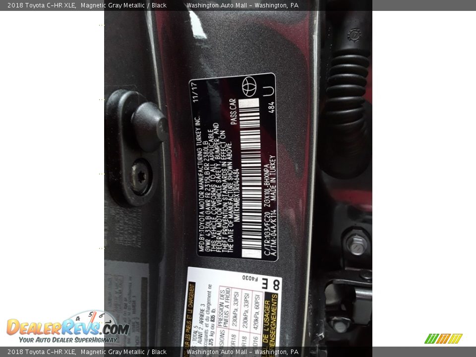 2018 Toyota C-HR XLE Magnetic Gray Metallic / Black Photo #14