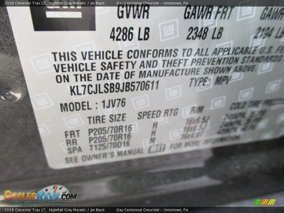 2018 Chevrolet Trax LT Nightfall Gray Metallic / Jet Black Photo #15