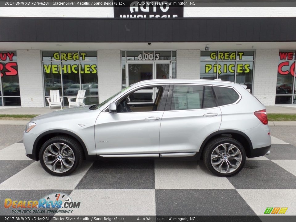 2017 BMW X3 xDrive28i Glacier Silver Metallic / Sand Beige/Black Photo #1