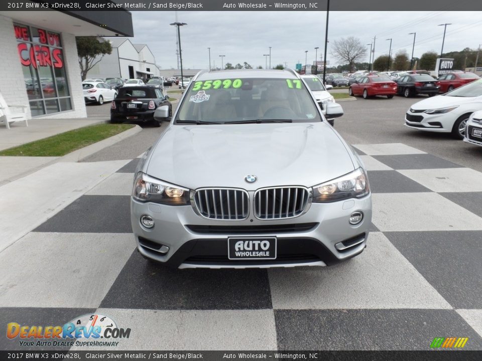 2017 BMW X3 xDrive28i Glacier Silver Metallic / Sand Beige/Black Photo #2