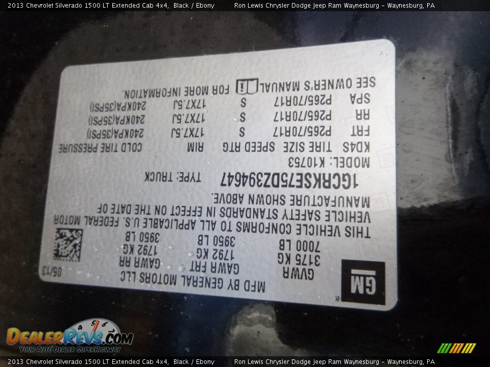 2013 Chevrolet Silverado 1500 LT Extended Cab 4x4 Black / Ebony Photo #13