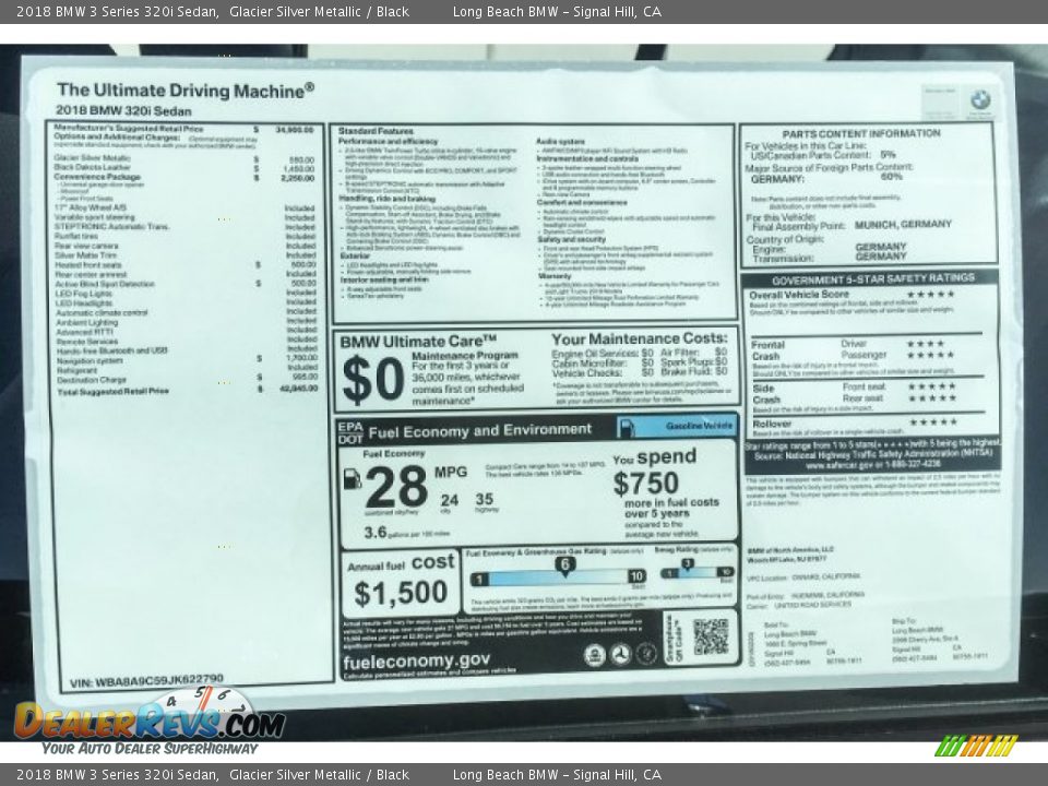 2018 BMW 3 Series 320i Sedan Glacier Silver Metallic / Black Photo #10