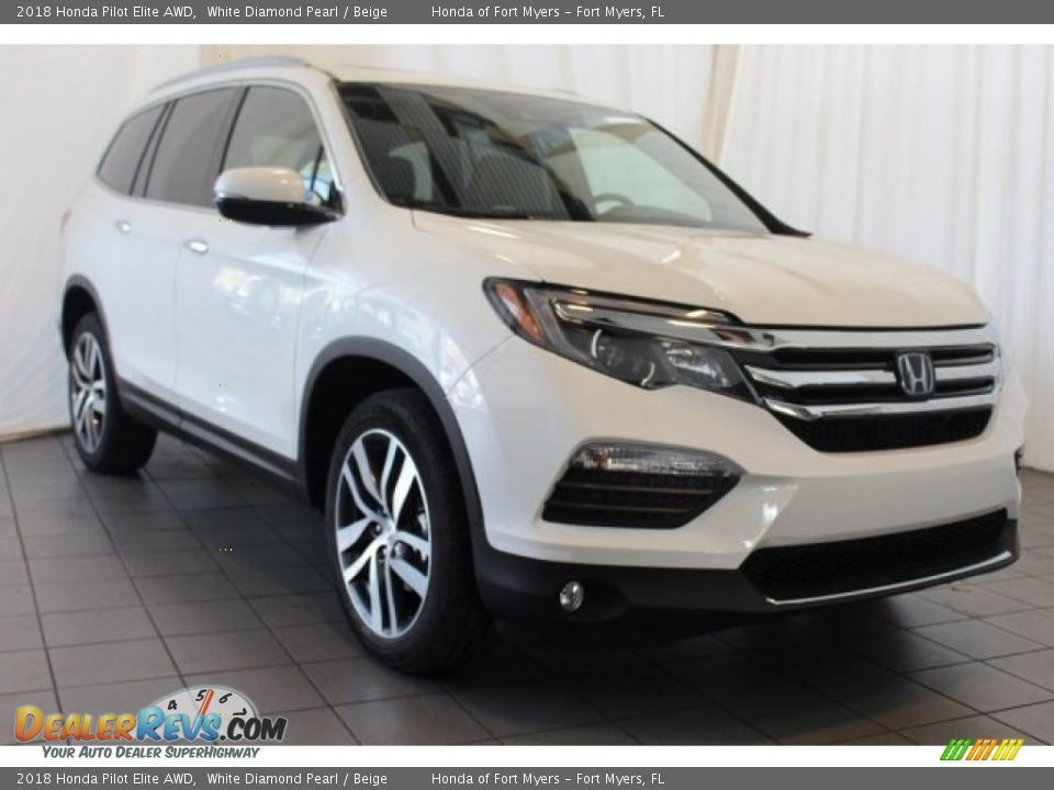 2018 Honda Pilot Elite AWD White Diamond Pearl / Beige Photo #2