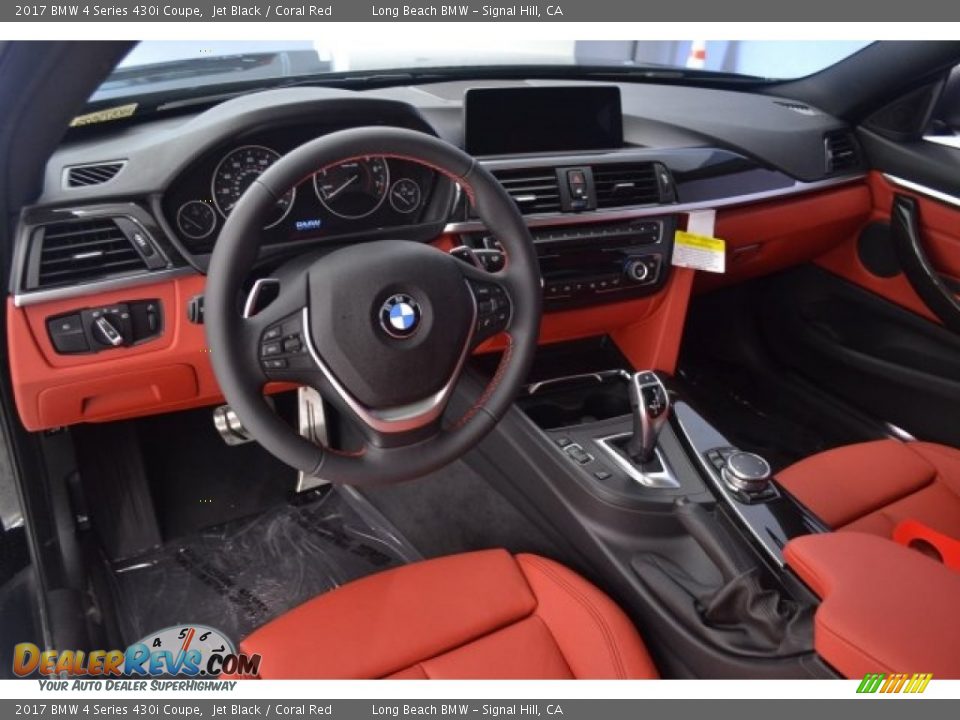 2017 BMW 4 Series 430i Coupe Jet Black / Coral Red Photo #6