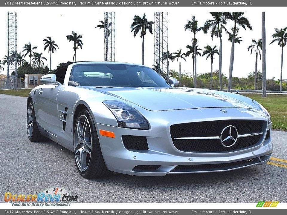 2012 Mercedes-Benz SLS AMG Roadster Iridium Silver Metallic / designo Light Brown Natural Woven Photo #1