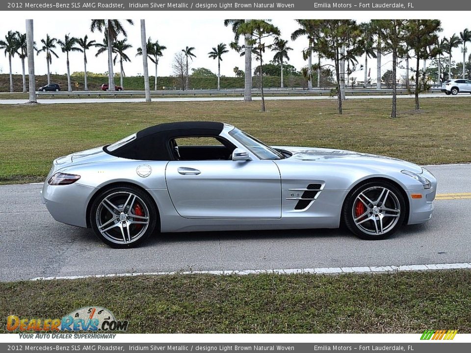 2012 Mercedes-Benz SLS AMG Roadster Iridium Silver Metallic / designo Light Brown Natural Woven Photo #2