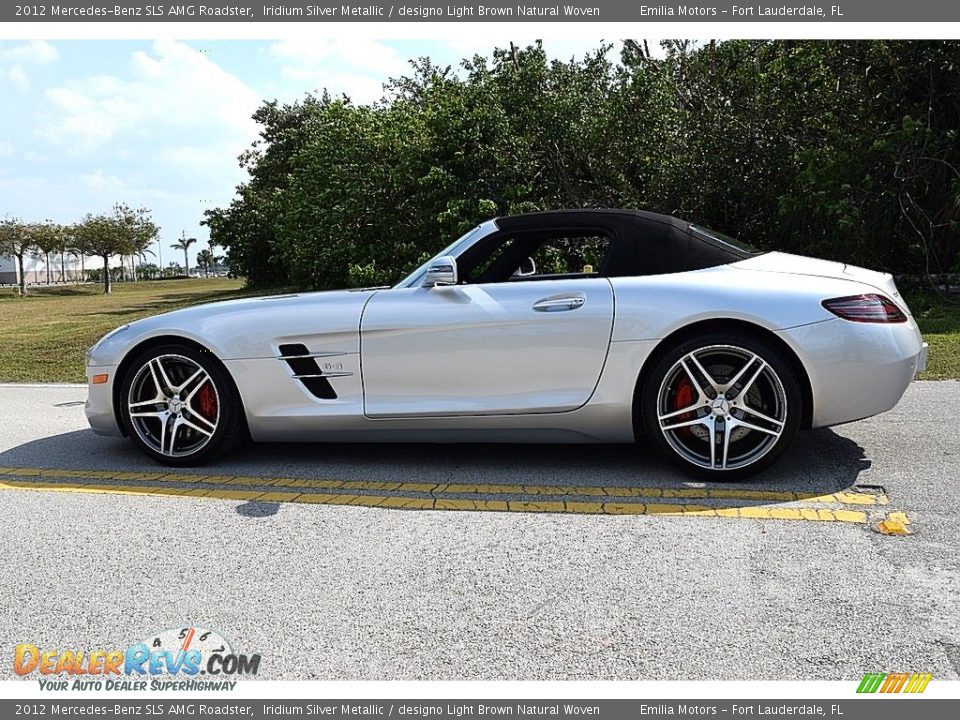 2012 Mercedes-Benz SLS AMG Roadster Iridium Silver Metallic / designo Light Brown Natural Woven Photo #3